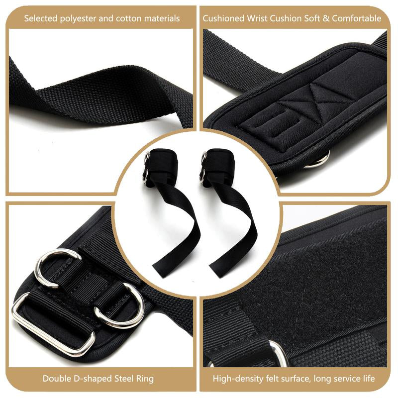 Lifting Straps with D Rings 2 in 1 Thick Padding Comfortable Heavy Duty Secure Fit Enhanced Grip Reinforced Stitching Wrist Support Straps for Weightlifting & Strength Training Activities Workout Men & Women Black Set of 2