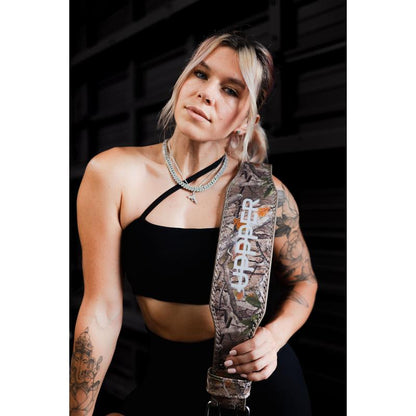 UPPPER Lifting Belt Camo - Microfiber Leather, Double-Prong Buckle, 4" to 2.5" Tapered, Weightlifting Support