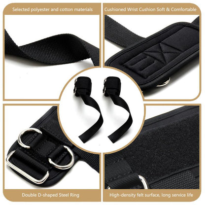 Lifting Straps with D Rings 2 in 1 Thick Padding Comfortable Heavy Duty Secure Fit Enhanced Grip Reinforced Stitching Wrist Support Straps for Weightlifting & Strength Training Activities Workout Men & Women Black Set of 2